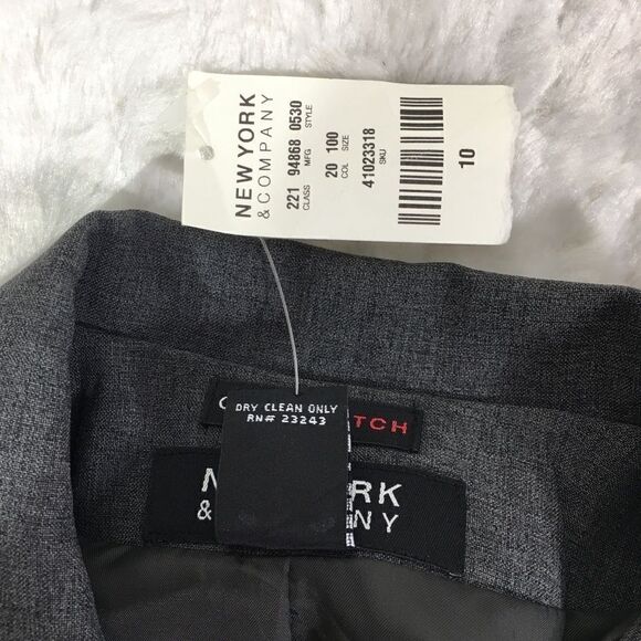New York & company NWT NEW blazer jacket coat grey gray sz 10 zip front collar - Picture 9 of 14